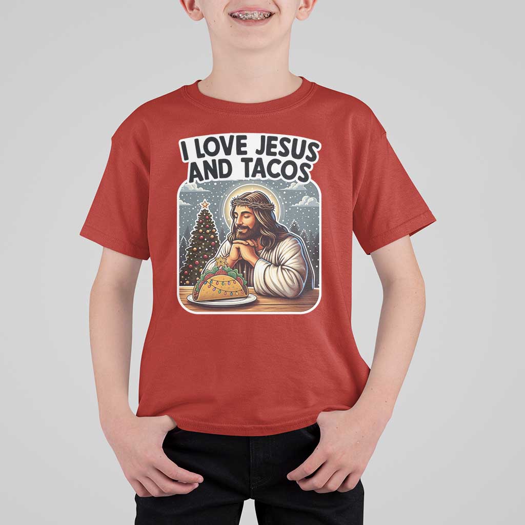 Funny Jesus Christian Christmas T Shirt For Kid I Love Jesus And Tacos - Wonder Print Shop
