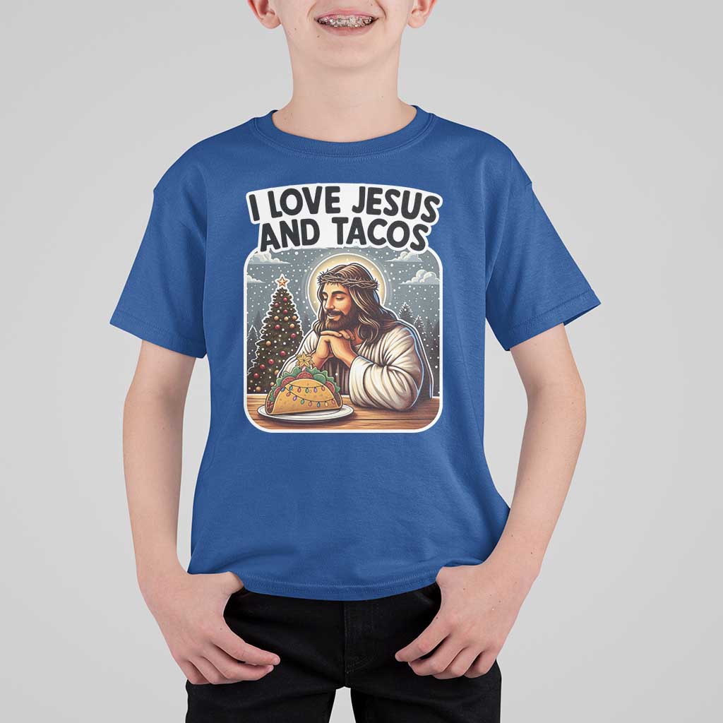 Funny Jesus Christian Christmas T Shirt For Kid I Love Jesus And Tacos - Wonder Print Shop