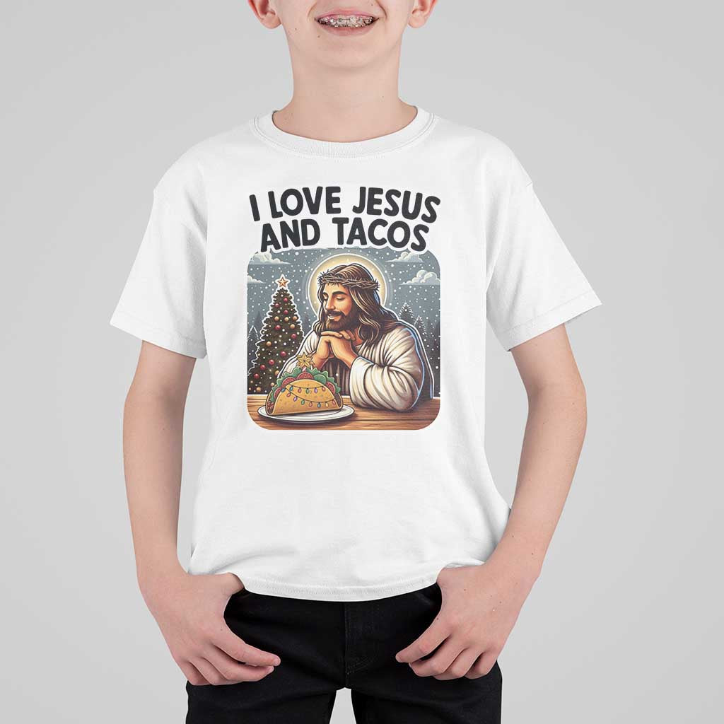 Funny Jesus Christian Christmas T Shirt For Kid I Love Jesus And Tacos - Wonder Print Shop