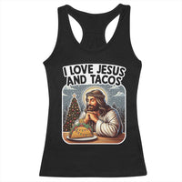 Funny Jesus Christian Christmas Racerback Tank Top I Love Jesus And Tacos - Wonder Print Shop