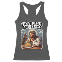 Funny Jesus Christian Christmas Racerback Tank Top I Love Jesus And Tacos - Wonder Print Shop