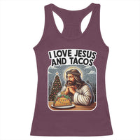 Funny Jesus Christian Christmas Racerback Tank Top I Love Jesus And Tacos - Wonder Print Shop