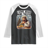 Funny Jesus Christian Christmas Raglan Shirt I Love Jesus And Tacos - Wonder Print Shop