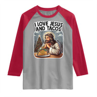 Funny Jesus Christian Christmas Raglan Shirt I Love Jesus And Tacos - Wonder Print Shop