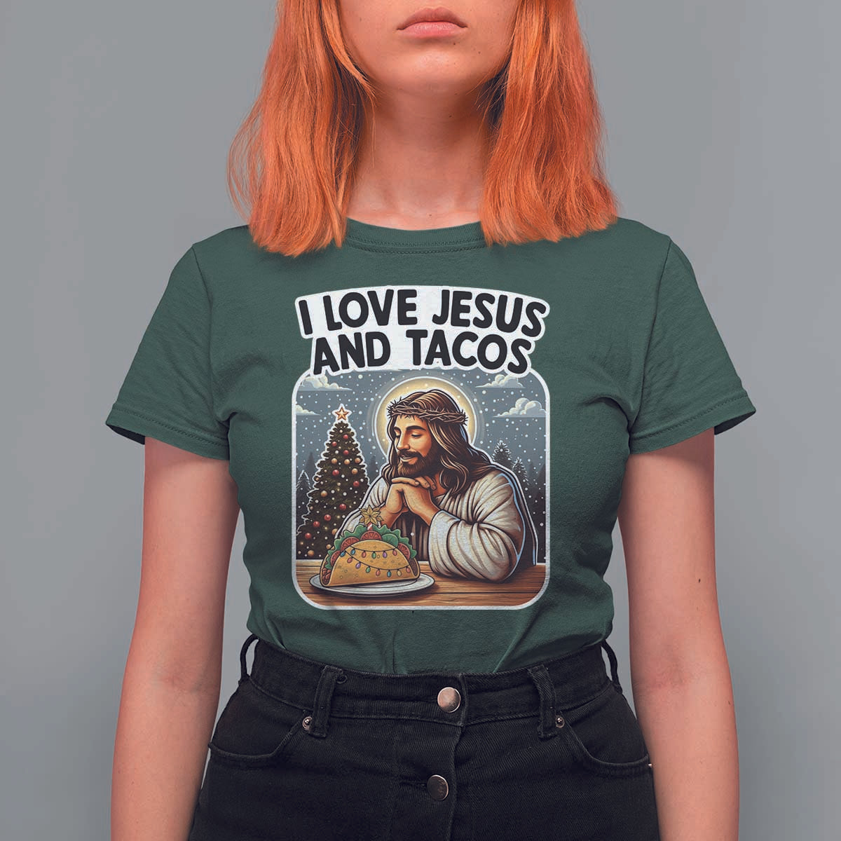 Funny Jesus Christian Christmas T Shirt For Women I Love Jesus And Tacos - Wonder Print Shop
