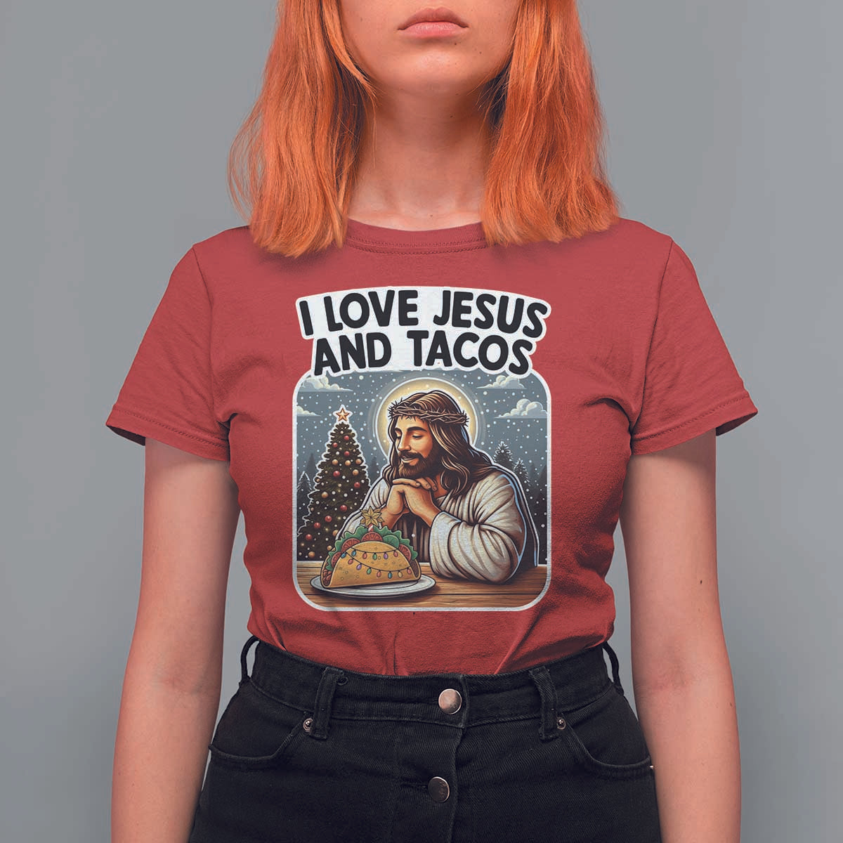 Funny Jesus Christian Christmas T Shirt For Women I Love Jesus And Tacos - Wonder Print Shop