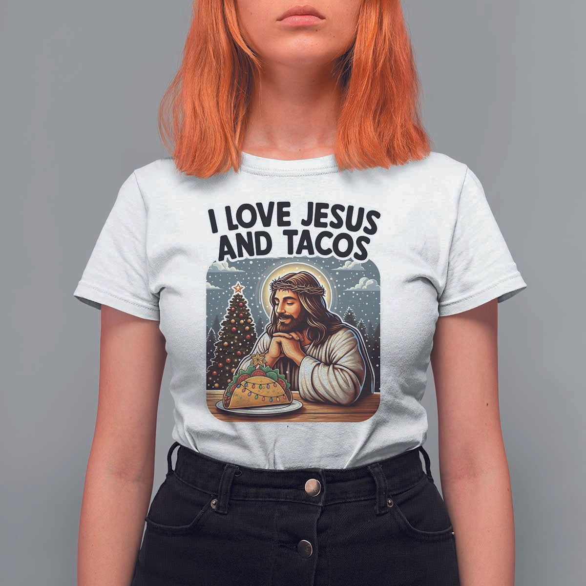 Funny Jesus Christian Christmas T Shirt For Women I Love Jesus And Tacos - Wonder Print Shop