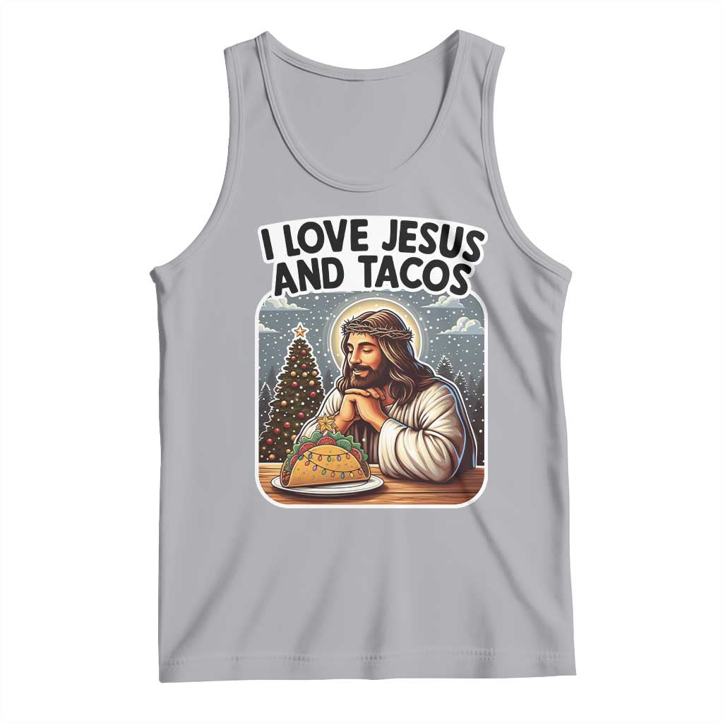 Funny Jesus Christian Christmas Tank Top I Love Jesus And Tacos - Wonder Print Shop