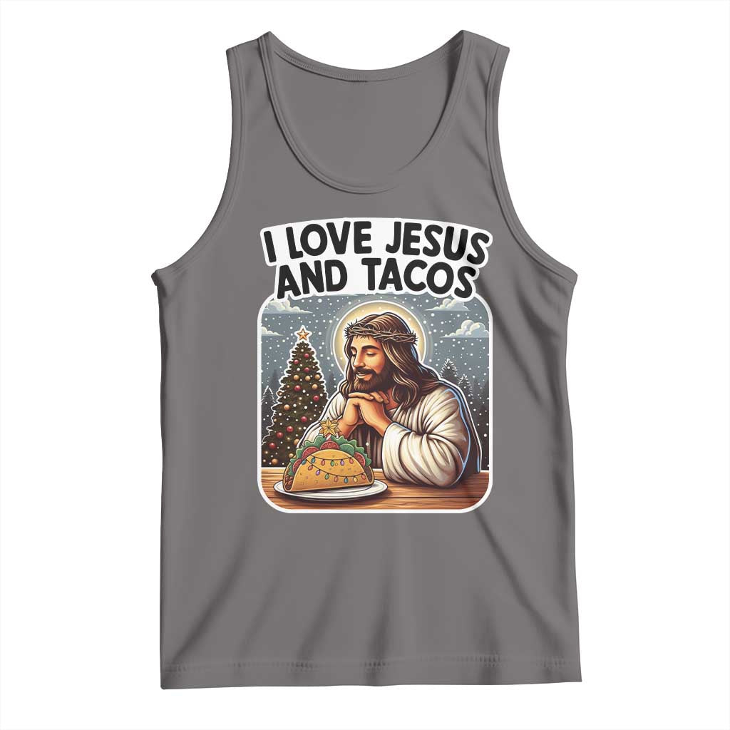 Funny Jesus Christian Christmas Tank Top I Love Jesus And Tacos - Wonder Print Shop