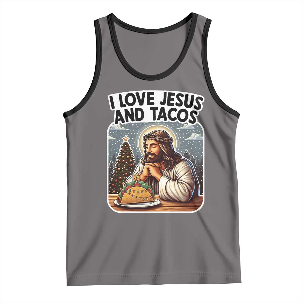 Funny Jesus Christian Christmas Tank Top I Love Jesus And Tacos - Wonder Print Shop