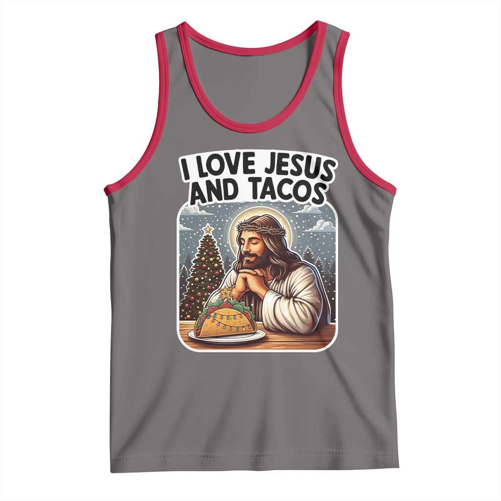 Funny Jesus Christian Christmas Tank Top I Love Jesus And Tacos - Wonder Print Shop