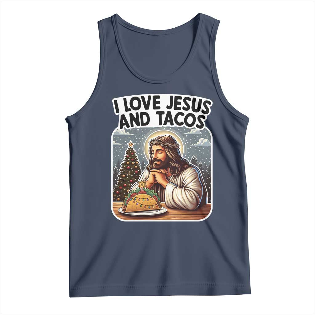 Funny Jesus Christian Christmas Tank Top I Love Jesus And Tacos - Wonder Print Shop