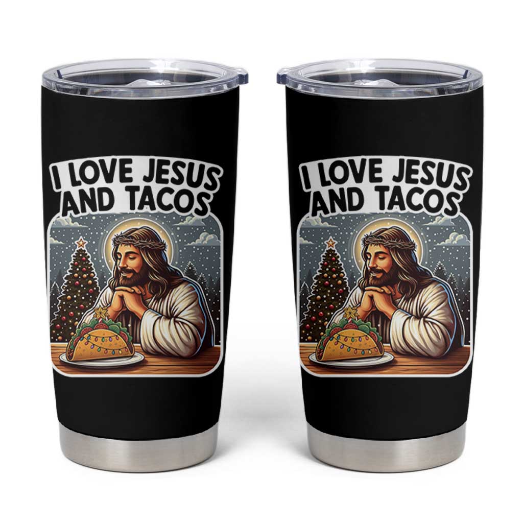 Funny Jesus Christian Christmas Tumbler Cup I Love Jesus And Tacos - Wonder Print Shop