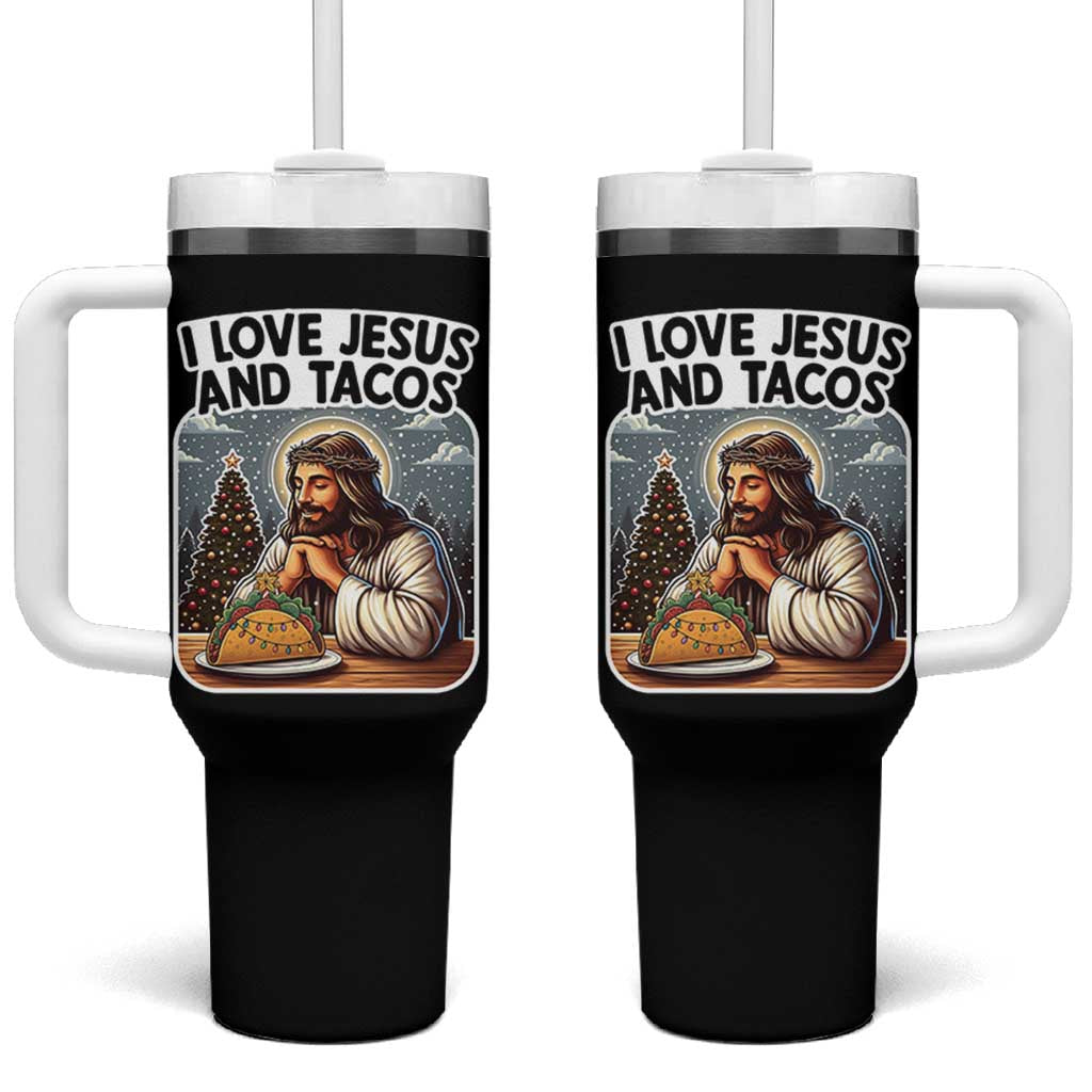 Funny Jesus Christian Christmas Tumbler With Handle I Love Jesus And Tacos - Wonder Print Shop