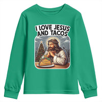Funny Jesus Christian Christmas Youth Sweatshirt I Love Jesus And Tacos - Wonder Print Shop