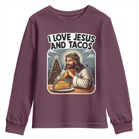 Funny Jesus Christian Christmas Youth Sweatshirt I Love Jesus And Tacos - Wonder Print Shop