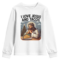 Funny Jesus Christian Christmas Youth Sweatshirt I Love Jesus And Tacos - Wonder Print Shop