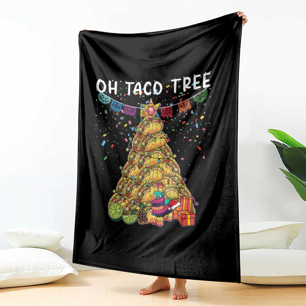 Taco Christmas Tree Throw Blanket Funny Xmas Foodie Mexican - Wonder Print Shop