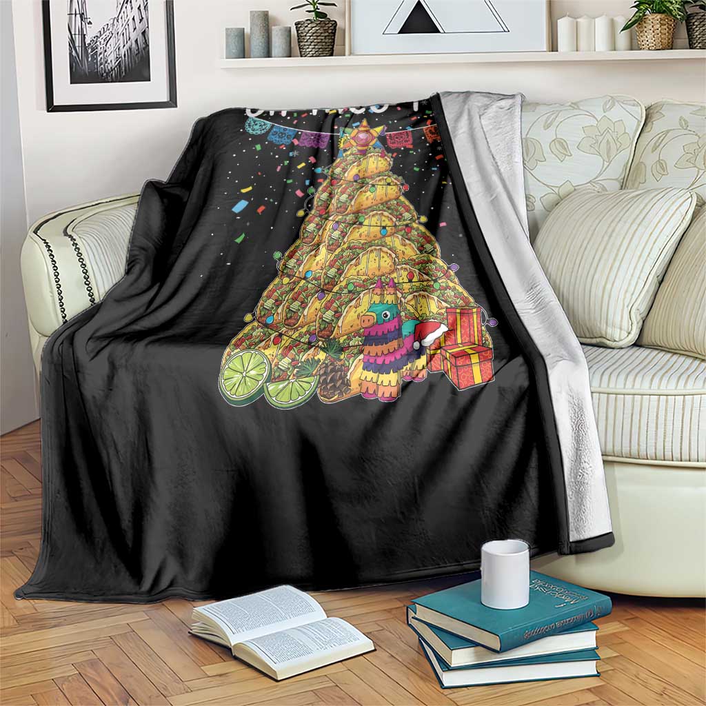 Taco Christmas Tree Throw Blanket Funny Xmas Foodie Mexican - Wonder Print Shop