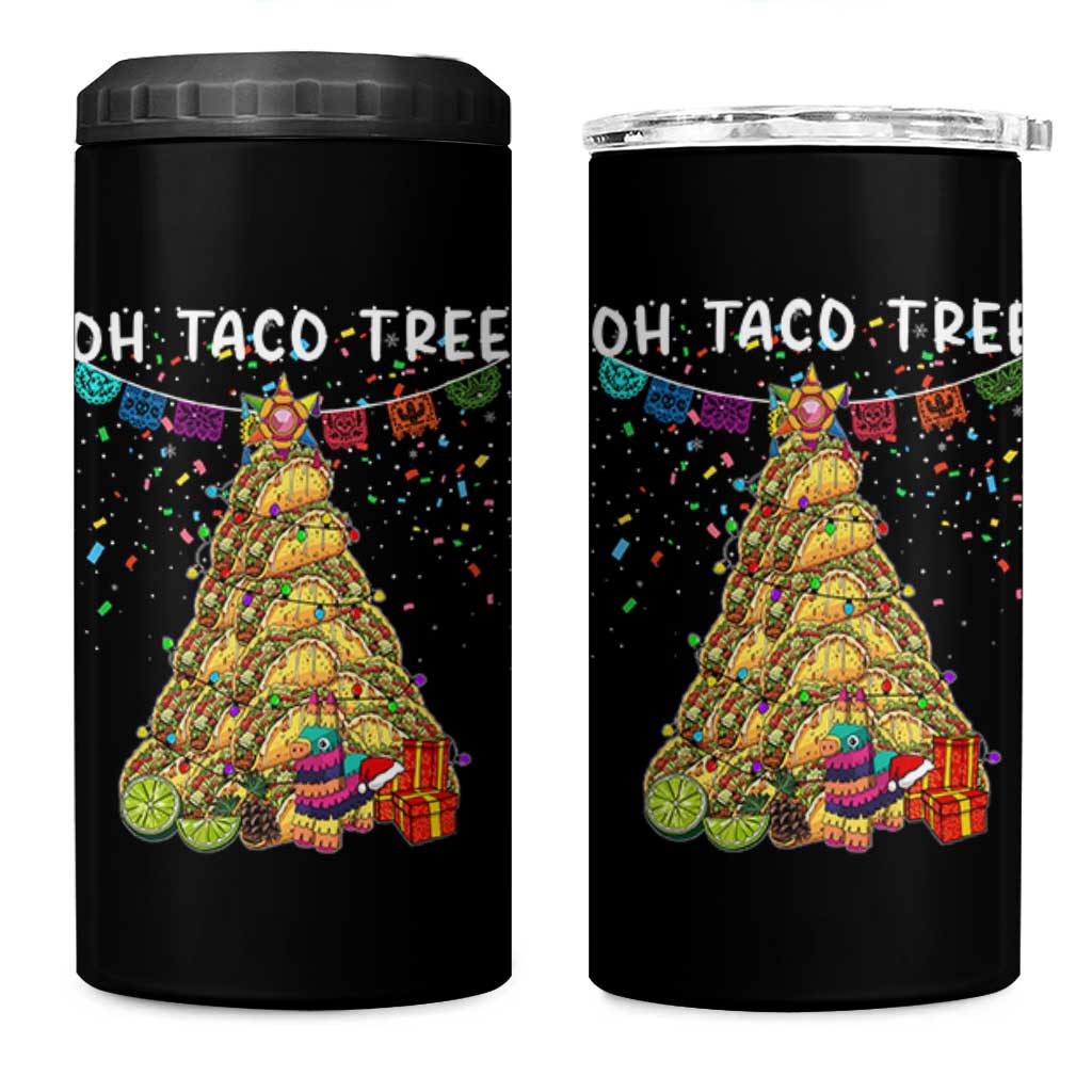 Taco Christmas Tree 4 in 1 Can Cooler Tumbler Funny Xmas Foodie Mexican - Wonder Print Shop