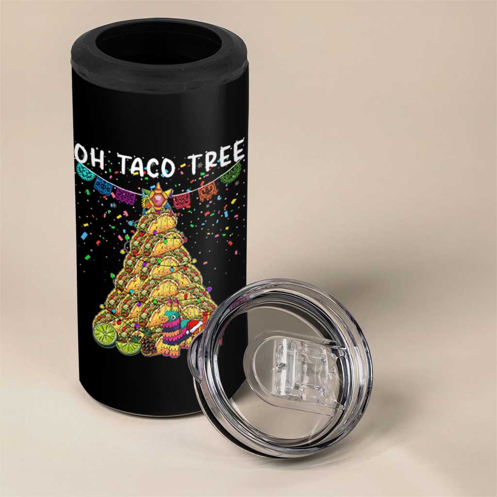 Taco Christmas Tree 4 in 1 Can Cooler Tumbler Funny Xmas Foodie Mexican - Wonder Print Shop