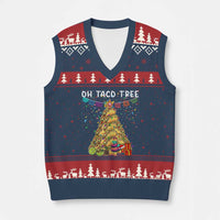 Taco Xmas Tree V-Neck Knit Sweater Vest Funny Xmas Foodie Mexican - Wonder Print Shop
