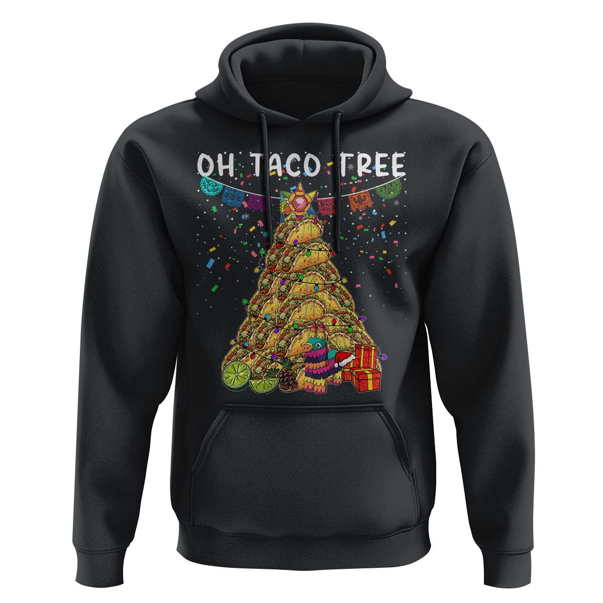 Taco Christmas Tree Hoodie Funny Xmas Foodie Mexican - Wonder Print Shop