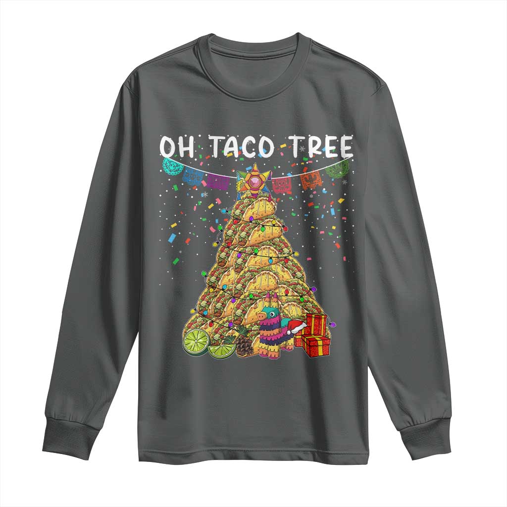 Taco Christmas Tree Long Sleeve Shirt Funny Xmas Foodie Mexican - Wonder Print Shop