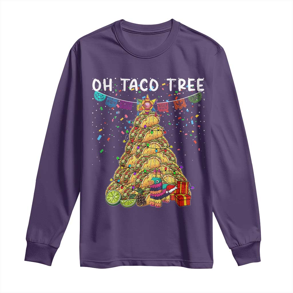 Taco Christmas Tree Long Sleeve Shirt Funny Xmas Foodie Mexican - Wonder Print Shop