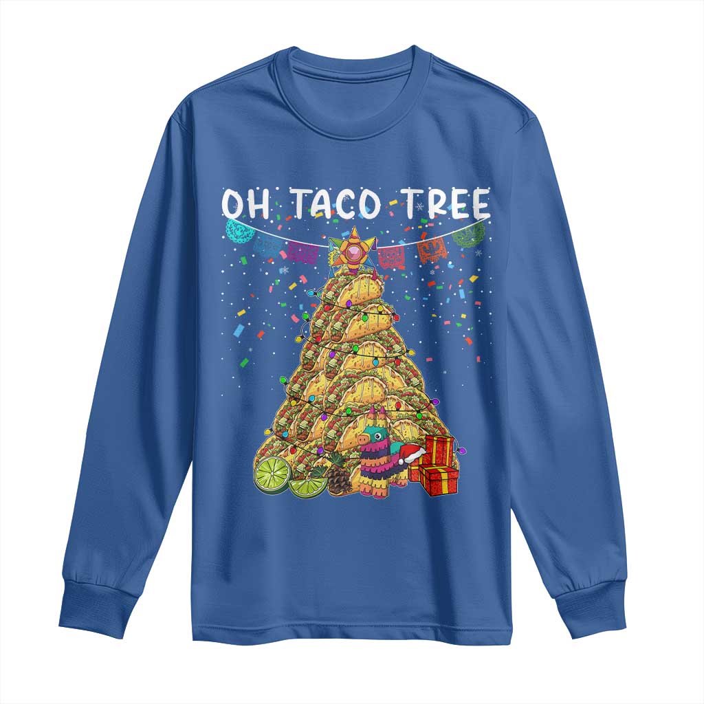 Taco Christmas Tree Long Sleeve Shirt Funny Xmas Foodie Mexican - Wonder Print Shop