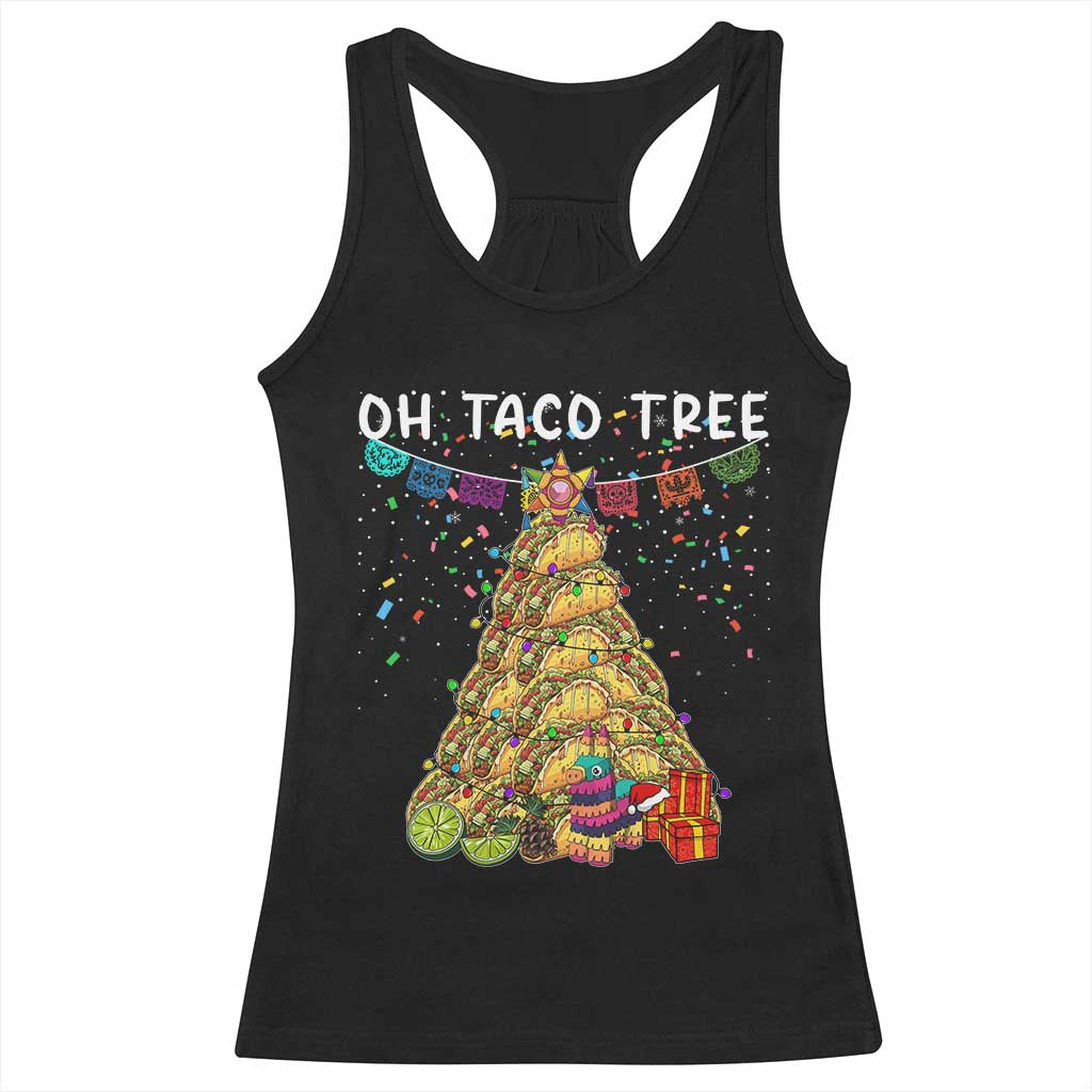 Taco Christmas Tree Racerback Tank Top Funny Xmas Foodie Mexican - Wonder Print Shop