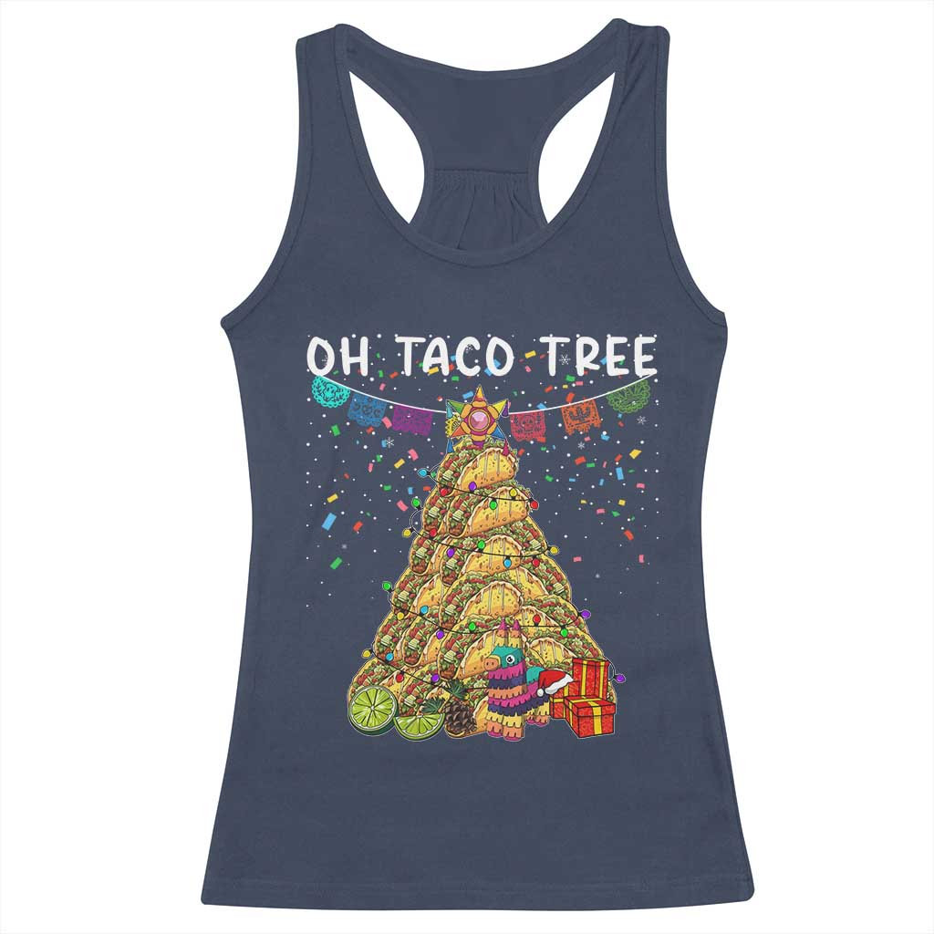 Taco Christmas Tree Racerback Tank Top Funny Xmas Foodie Mexican - Wonder Print Shop