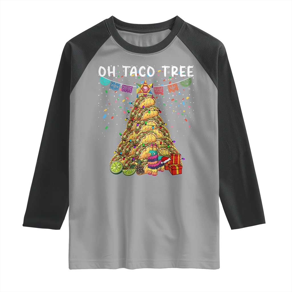 Taco Christmas Tree Raglan Shirt Funny Xmas Foodie Mexican - undefined