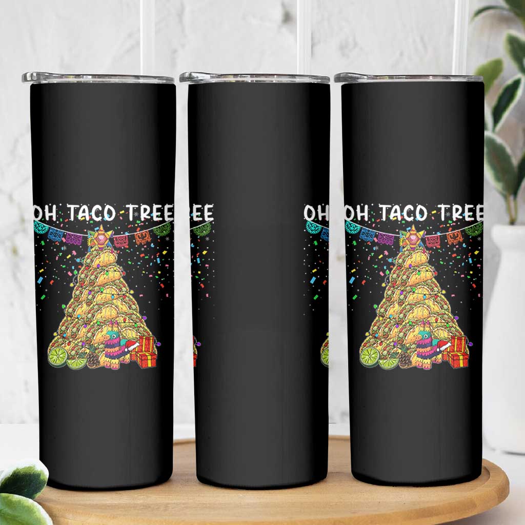 Taco Christmas Tree Skinny Tumbler Funny Xmas Foodie Mexican - Wonder Print Shop