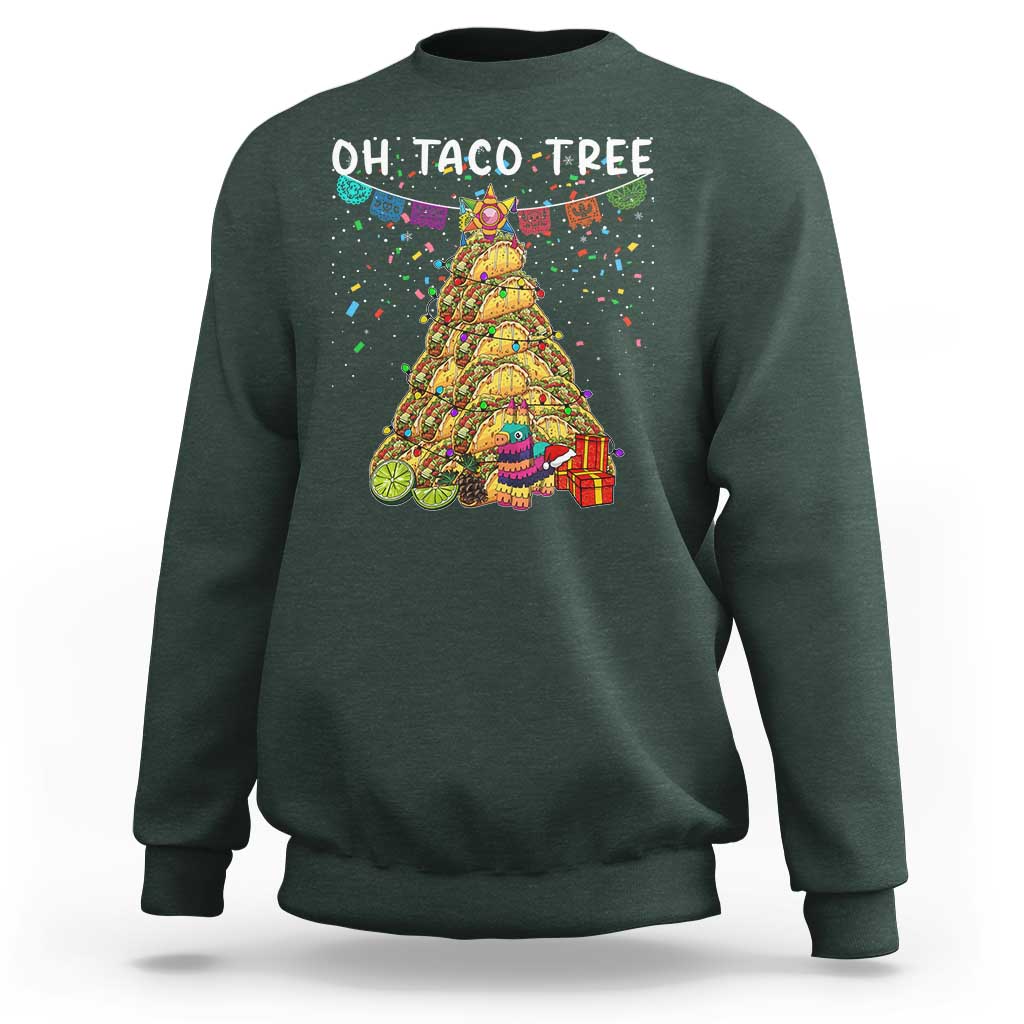Taco Christmas Tree Sweatshirt Funny Xmas Foodie Mexican - Wonder Print Shop