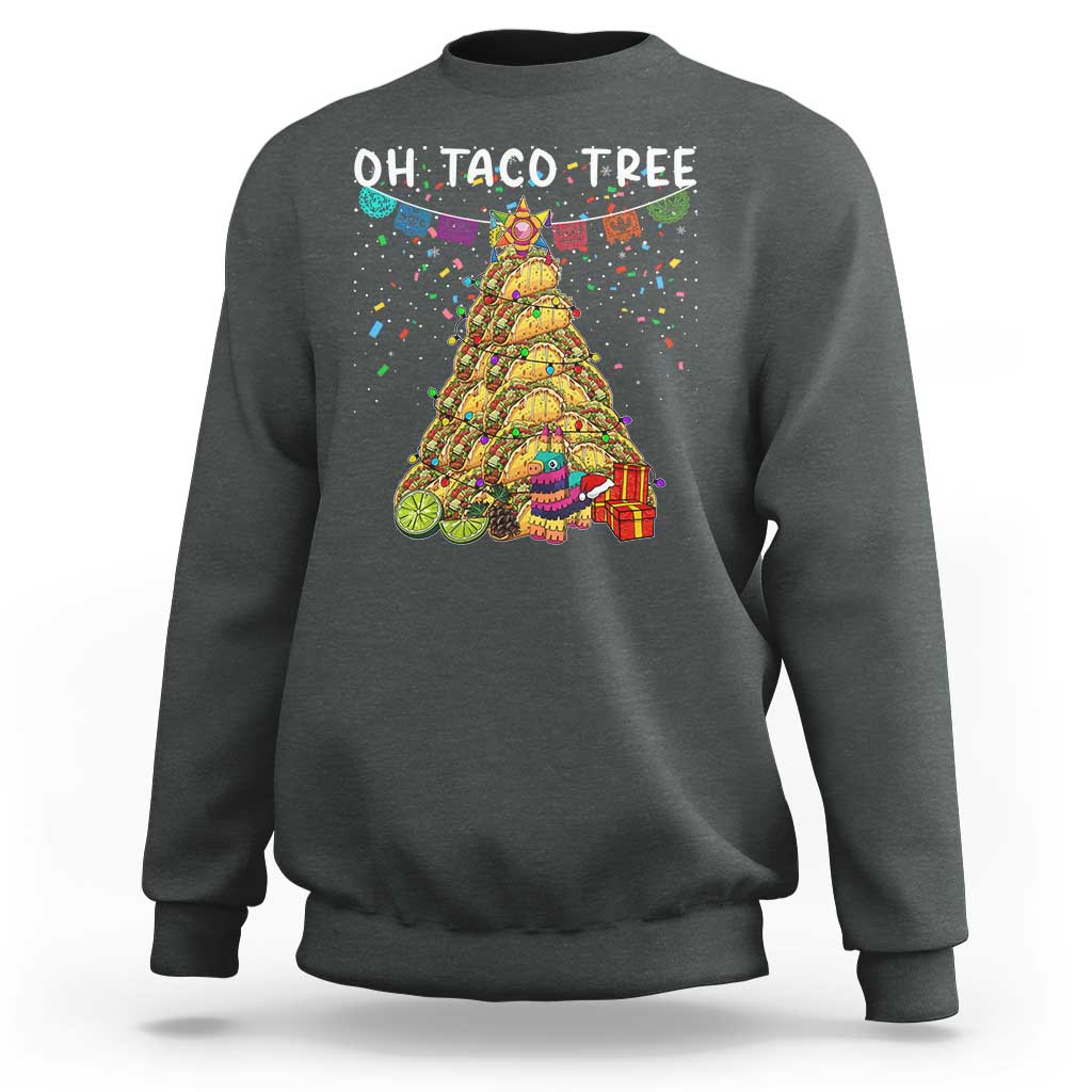 Taco Christmas Tree Sweatshirt Funny Xmas Foodie Mexican - Wonder Print Shop