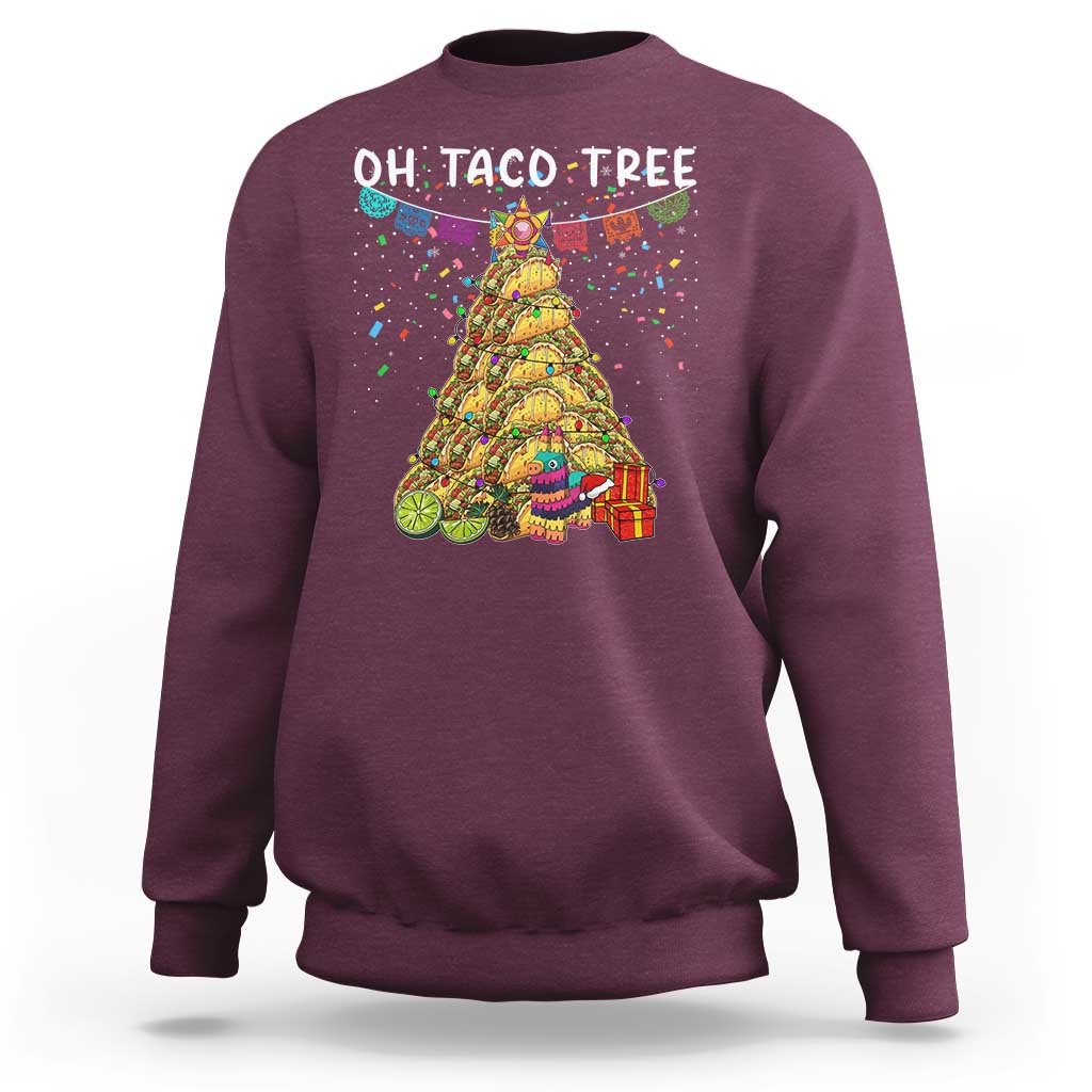 Taco Christmas Tree Sweatshirt Funny Xmas Foodie Mexican - Wonder Print Shop
