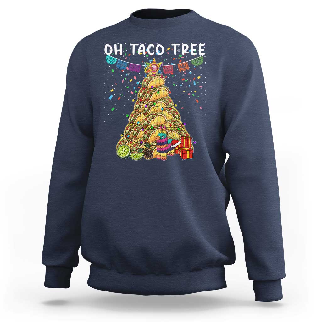 Taco Christmas Tree Sweatshirt Funny Xmas Foodie Mexican - Wonder Print Shop
