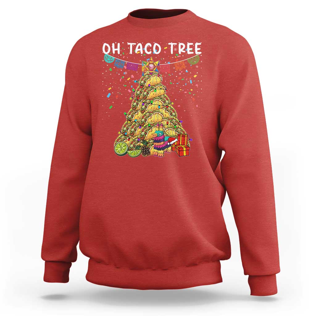 Taco Christmas Tree Sweatshirt Funny Xmas Foodie Mexican - Wonder Print Shop