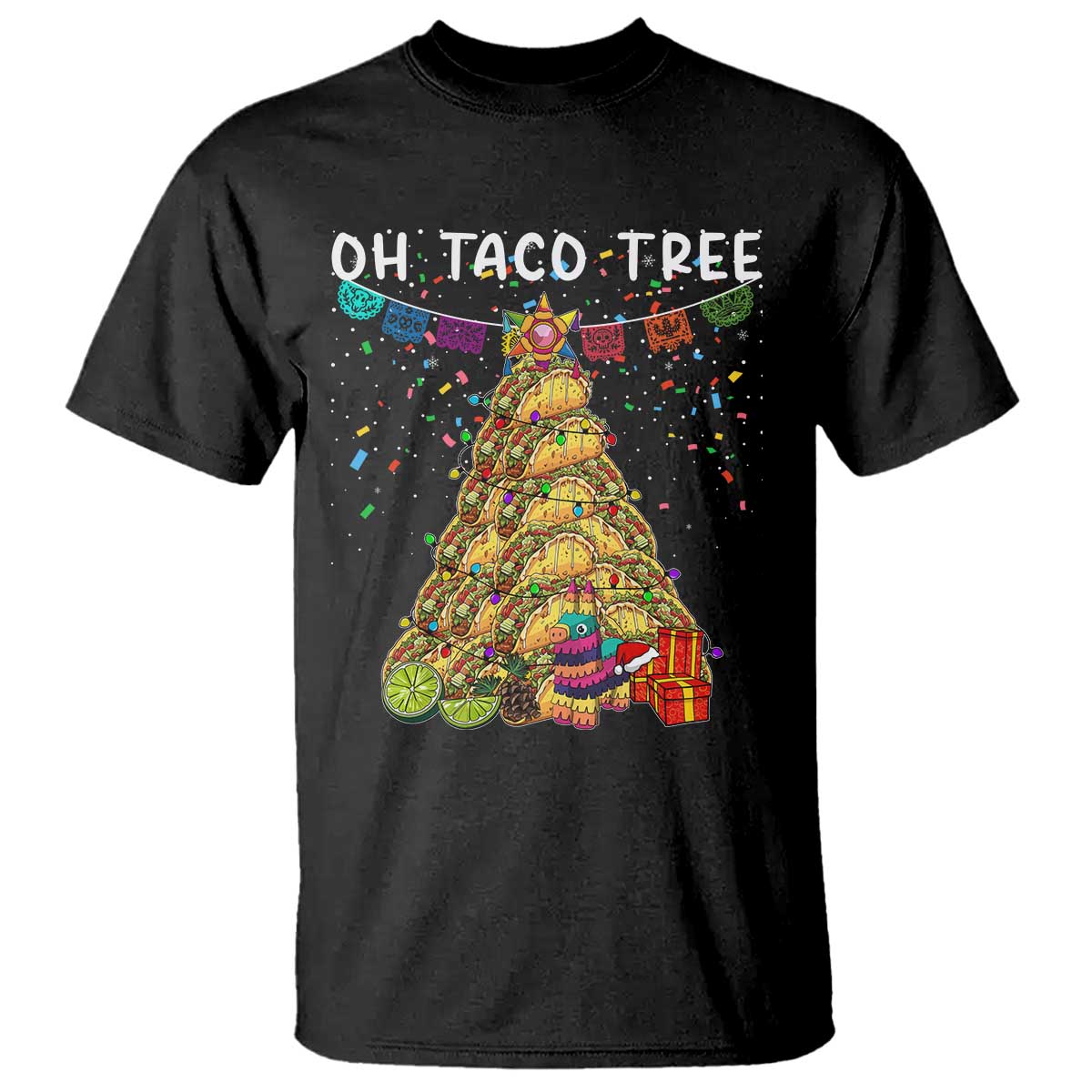 Taco Christmas Tree T Shirt Funny Xmas Foodie Mexican - Wonder Print Shop