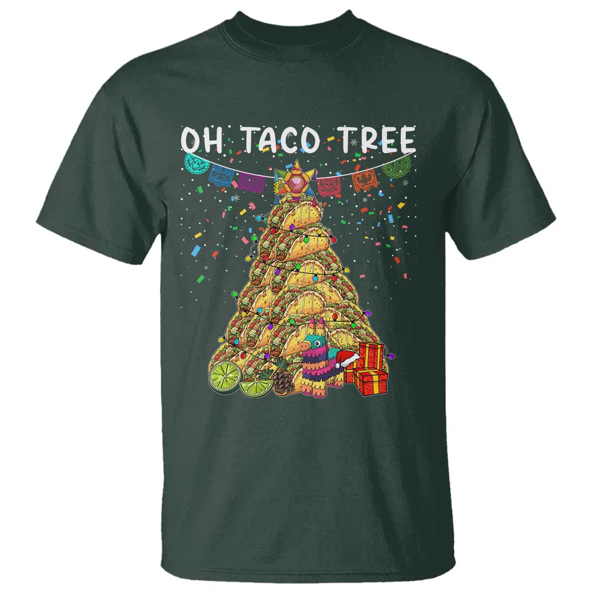 Taco Christmas Tree T Shirt Funny Xmas Foodie Mexican - Wonder Print Shop