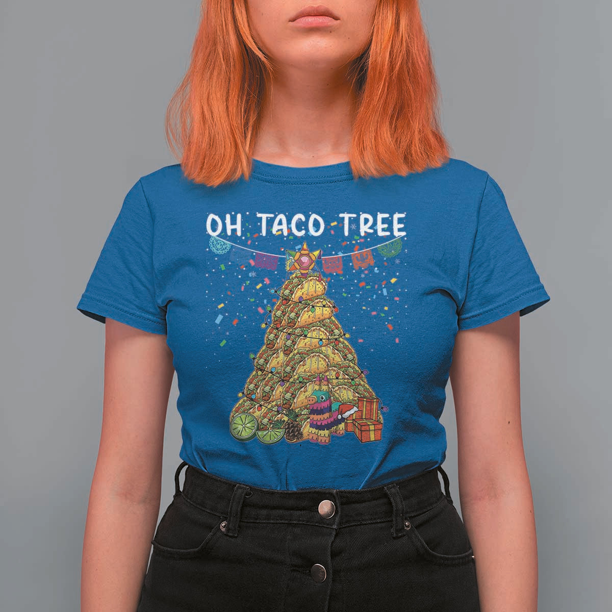 Taco Christmas Tree T Shirt For Women Funny Xmas Foodie Mexican - Wonder Print Shop