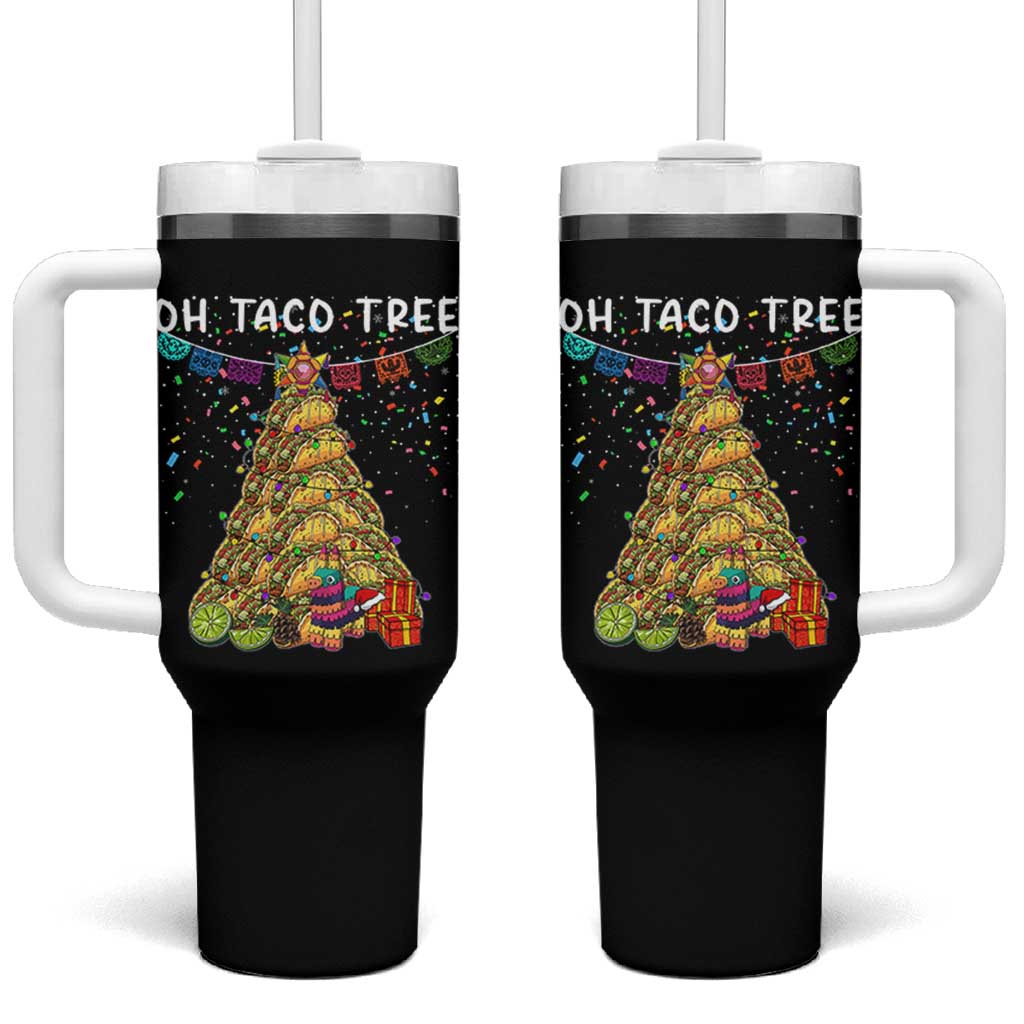 Taco Christmas Tree Tumbler With Handle Funny Xmas Foodie Mexican - Wonder Print Shop