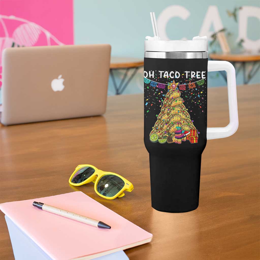 Taco Christmas Tree Tumbler With Handle Funny Xmas Foodie Mexican - Wonder Print Shop