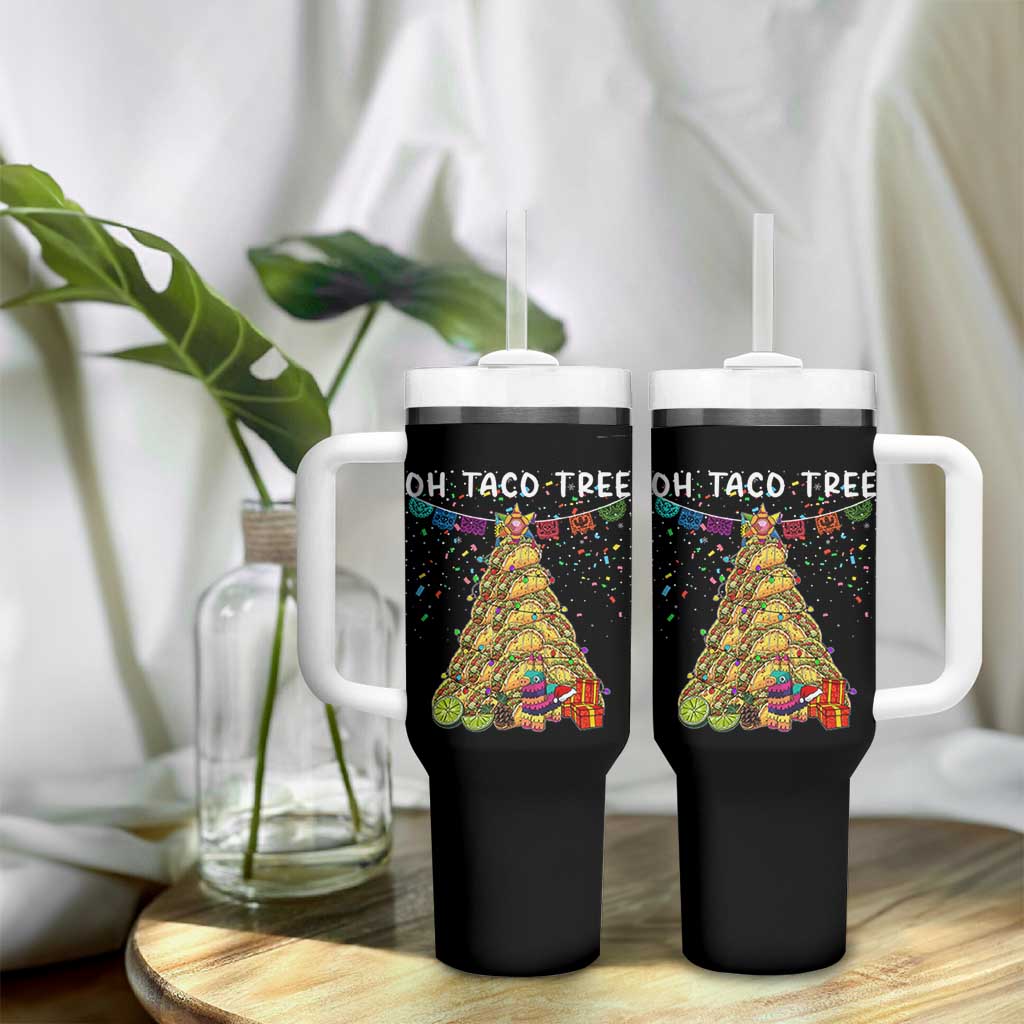 Taco Christmas Tree Tumbler With Handle Funny Xmas Foodie Mexican - Wonder Print Shop