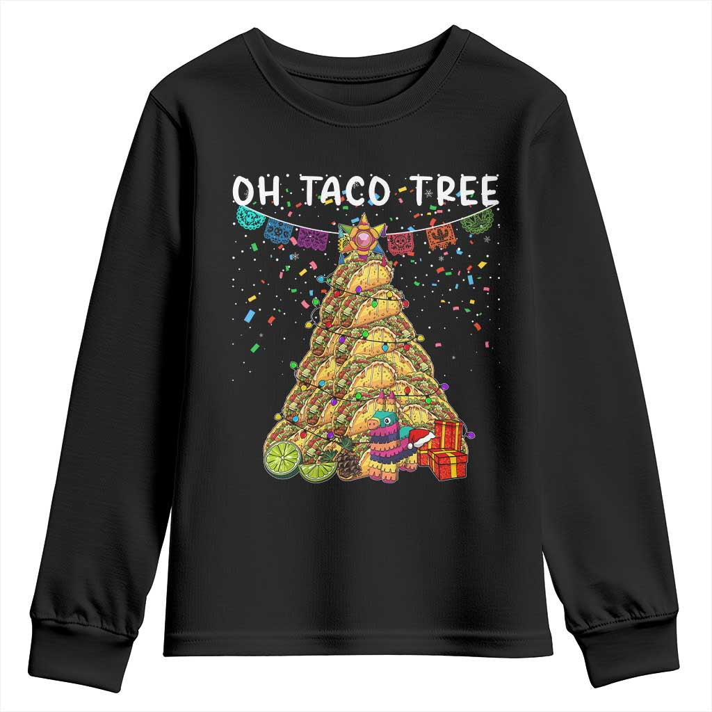 Taco Christmas Tree Youth Sweatshirt Funny Xmas Foodie Mexican - Wonder Print Shop