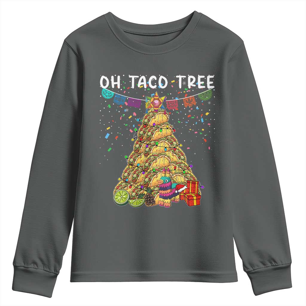 Taco Christmas Tree Youth Sweatshirt Funny Xmas Foodie Mexican - Wonder Print Shop