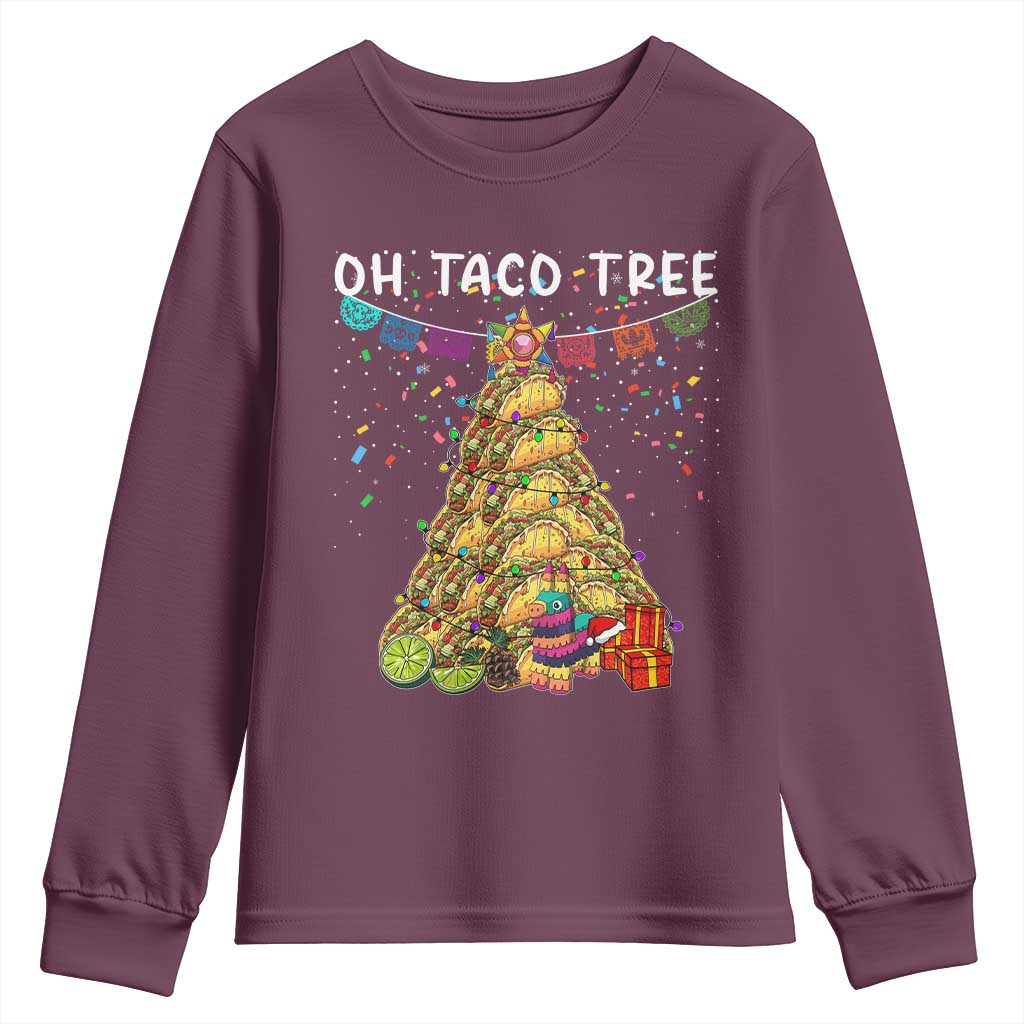 Taco Christmas Tree Youth Sweatshirt Funny Xmas Foodie Mexican - Wonder Print Shop
