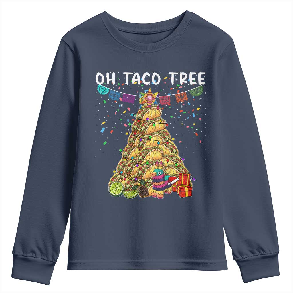 Taco Christmas Tree Youth Sweatshirt Funny Xmas Foodie Mexican - Wonder Print Shop