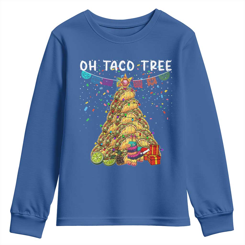 Taco Christmas Tree Youth Sweatshirt Funny Xmas Foodie Mexican - Wonder Print Shop